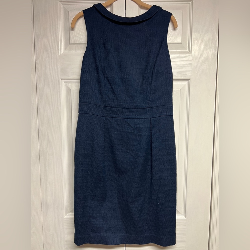 Boden Martha Navy Blue Pique Textured Sleeveless Dress
